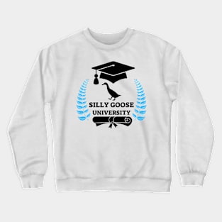 Silly Goose University - Walking Goose Black Design With Blue Details Crewneck Sweatshirt